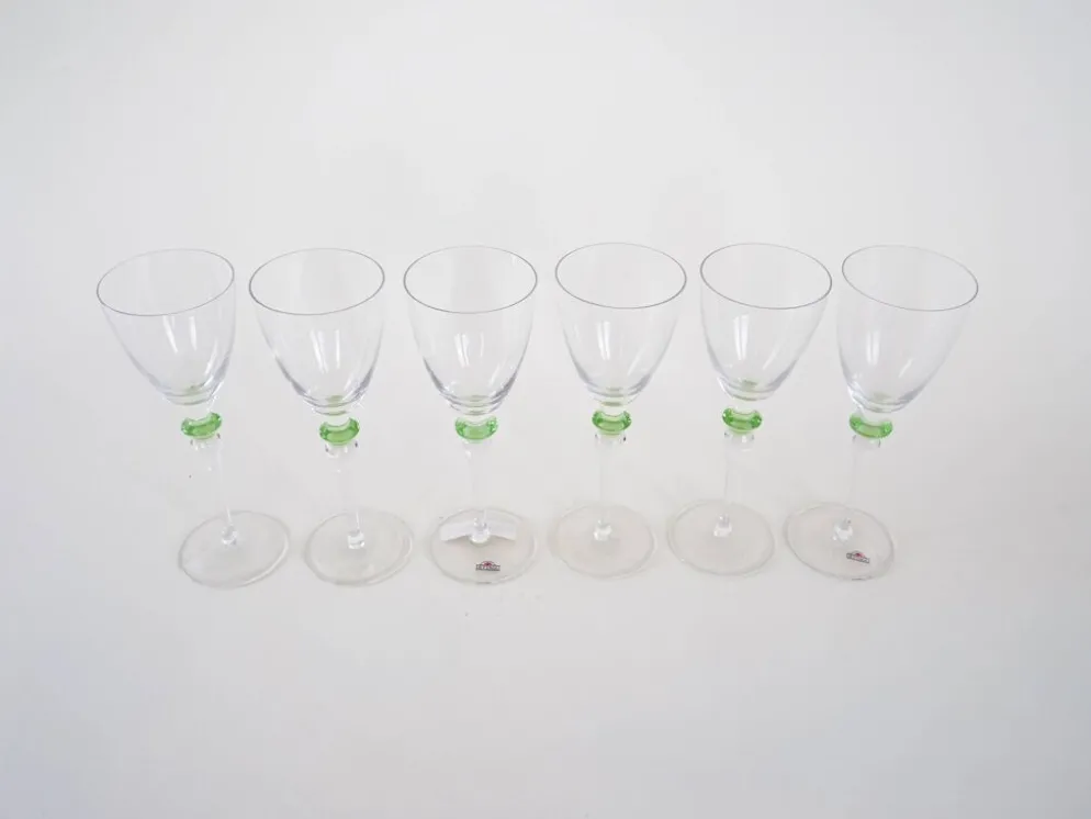Ensemble de six verres, design italien, années 1970, fabriqué en Italie.