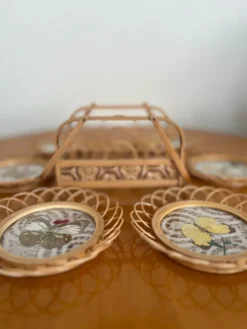 Ensemble de sous verre papillon vintage