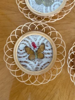 Ensemble de sous verre papillon vintage