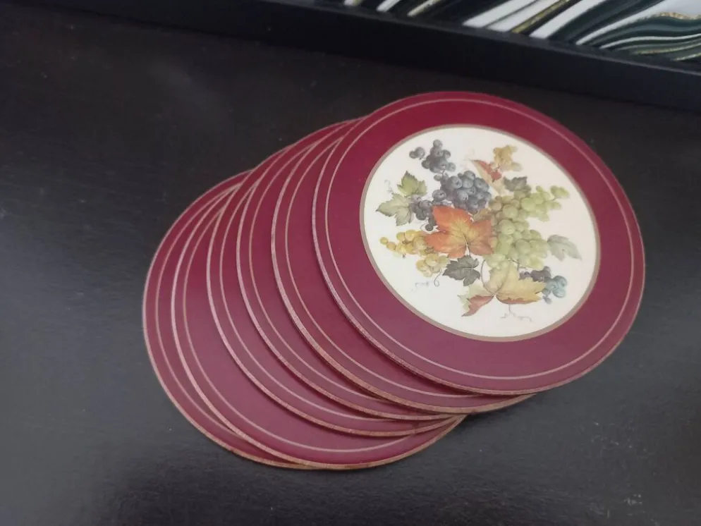 Ensemble de 6 sous-verres vintage en bois et liège