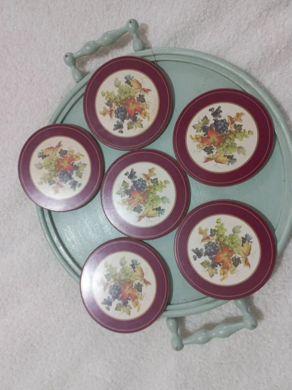 Ensemble de 6 sous-verres vintage en bois et liège