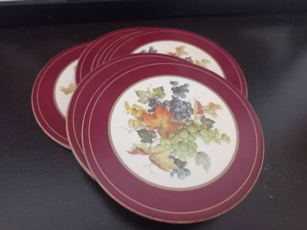 Ensemble de 6 sous-verres vintage en bois et liège