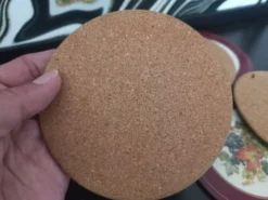 Ensemble de 6 sous-verres vintage en bois et liège