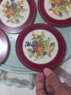 Ensemble de 6 sous-verres vintage en bois et liège