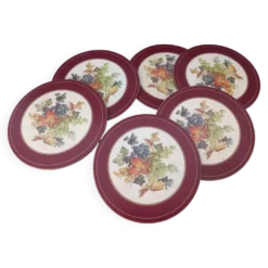 Ensemble de 6 sous-verres vintage en bois et liège
