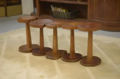 Ensemble de 5 tables d’appoint brutalistes en palissandre 1960’s