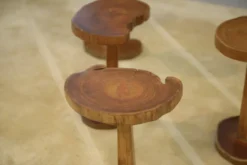 Ensemble de 5 tables d’appoint brutalistes en palissandre 1960’s