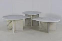 Ensemble de 3 tables d'appoint en marbre en forme de goutte d'eau, table basse vintage.