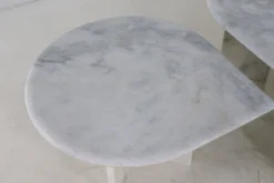 Ensemble de 3 tables d'appoint en marbre en forme de goutte d'eau, table basse vintage.