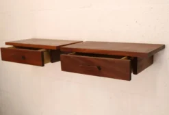 Ensemble de tables de chevet flottantes en teck vintage – Design danois, années 1970