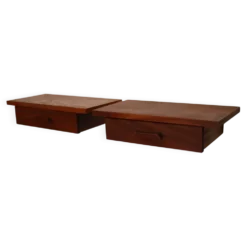 Ensemble de tables de chevet flottantes en teck vintage – Design danois, années 1970