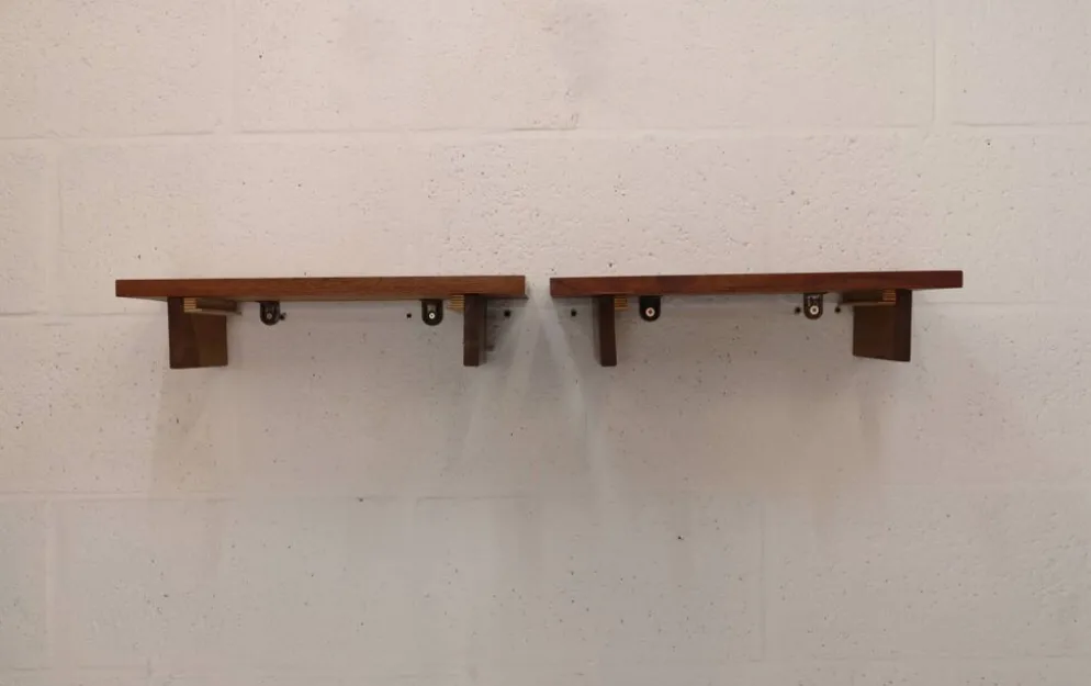 Ensemble de tables de chevet flottantes en teck vintage – Design danois, années 1970