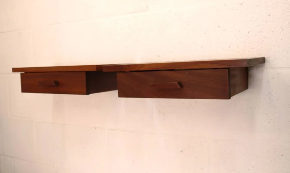 Ensemble de tables de chevet flottantes en teck vintage – Design danois, années 1970