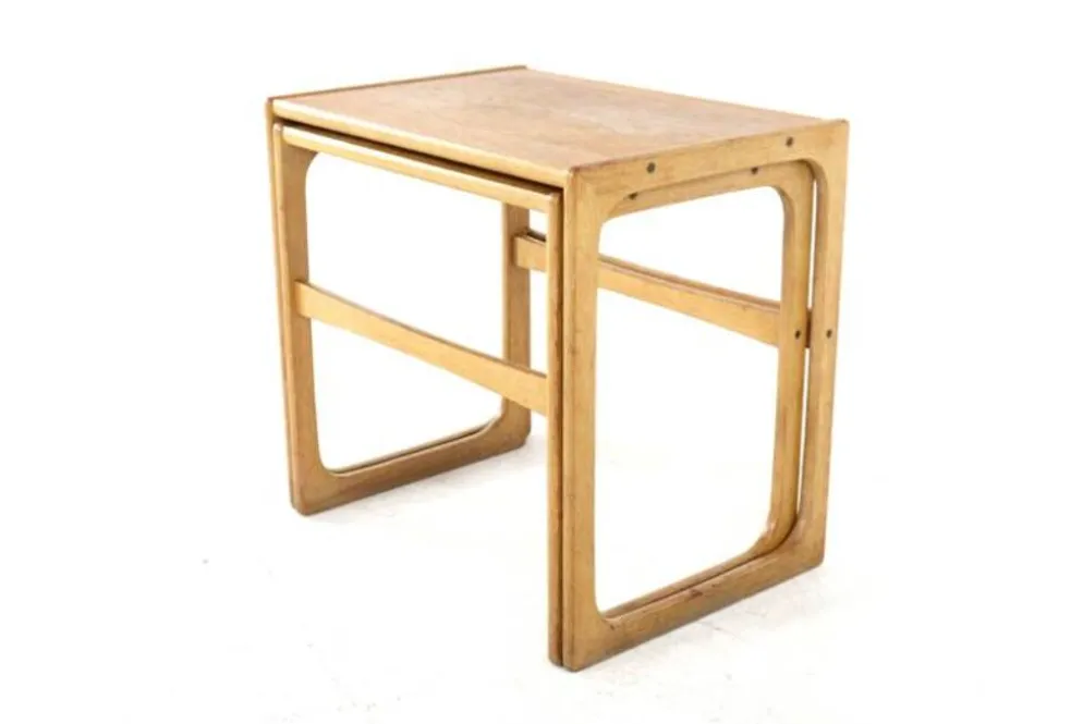 Ensemble de 2 tables gigognes en chêne - design danois - moderne du milieu du siècle