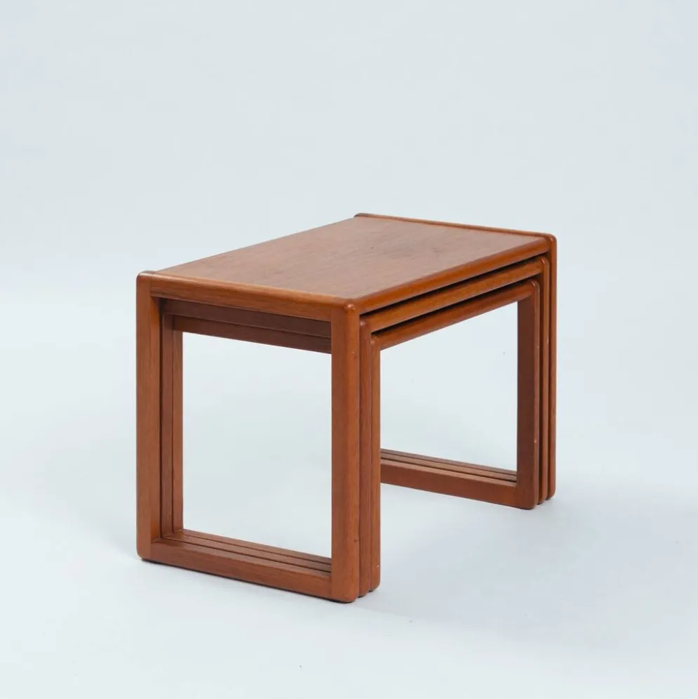 ensemble de 3 tables gigognes en teck, design danois, années 1970