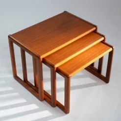 ensemble de 3 tables gigognes en teck, design danois, années 1970