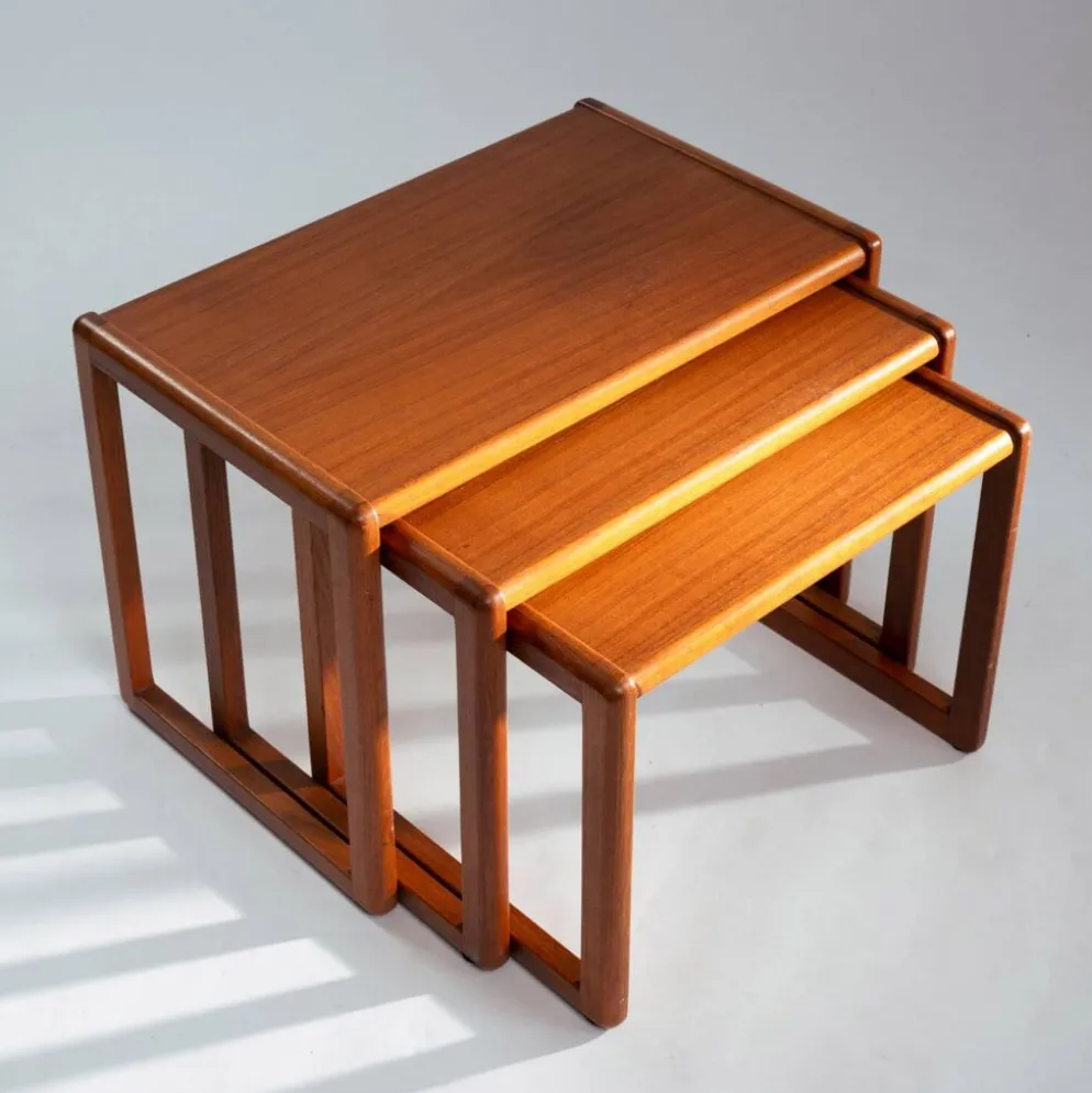 ensemble de 3 tables gigognes en teck, design danois, années 1970