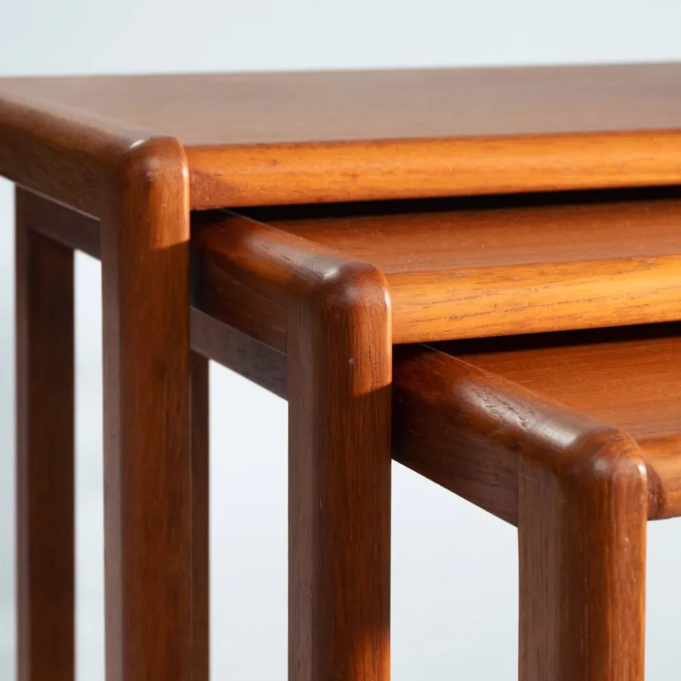 ensemble de 3 tables gigognes en teck, design danois, années 1970