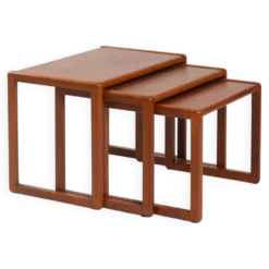 ensemble de 3 tables gigognes en teck, design danois, années 1970