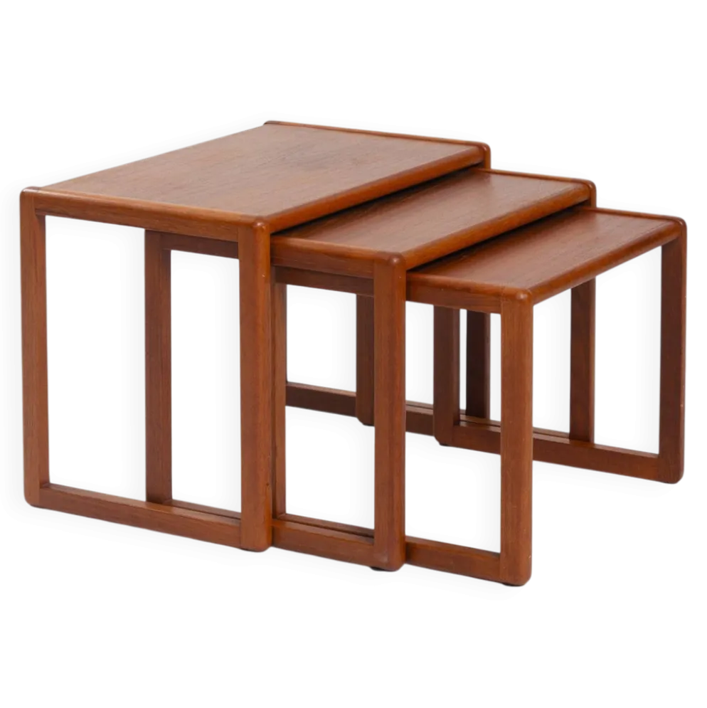 ensemble de 3 tables gigognes en teck, design danois, années 1970