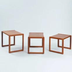 ensemble de 3 tables gigognes en teck, design danois, années 1970