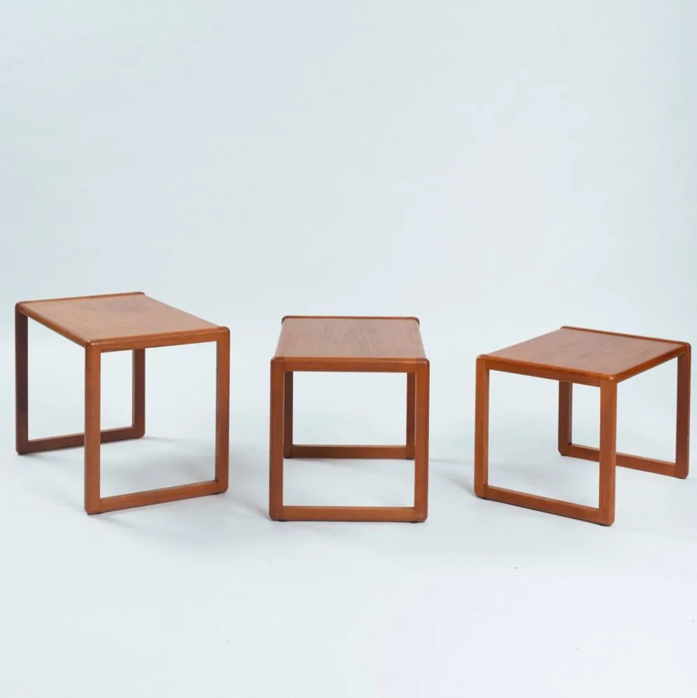 ensemble de 3 tables gigognes en teck, design danois, années 1970