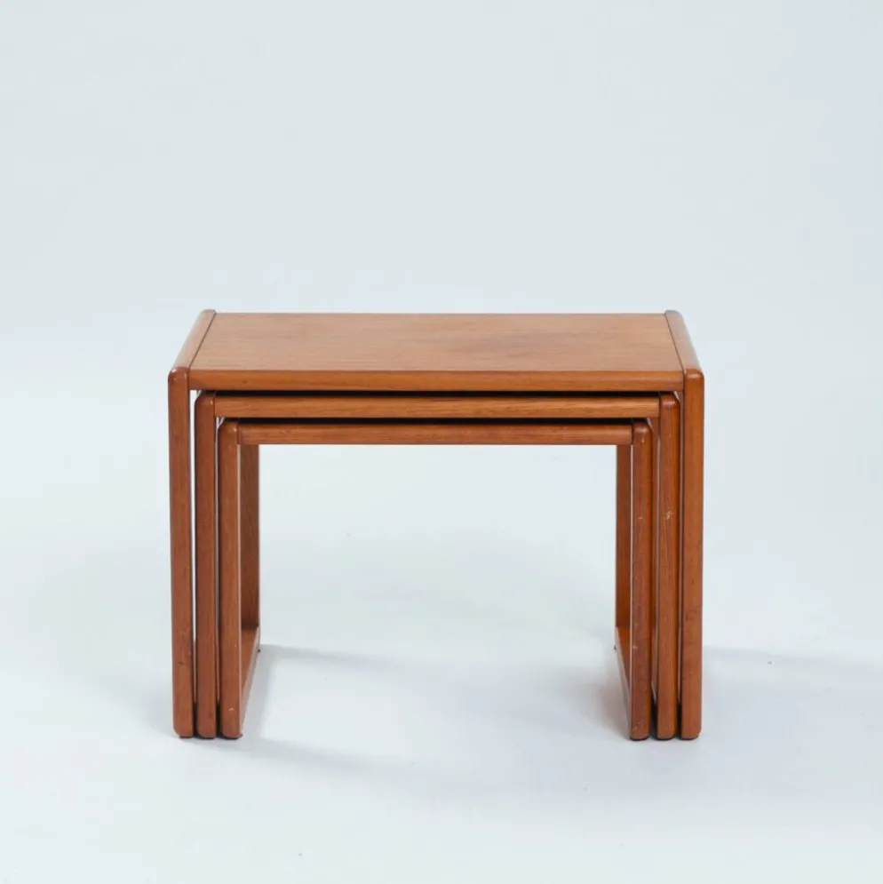 ensemble de 3 tables gigognes en teck, design danois, années 1970