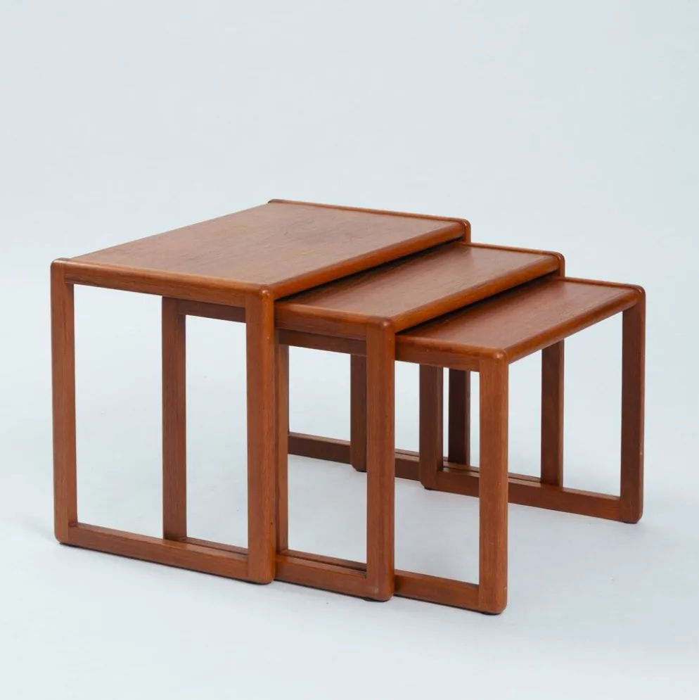ensemble de 3 tables gigognes en teck, design danois, années 1970