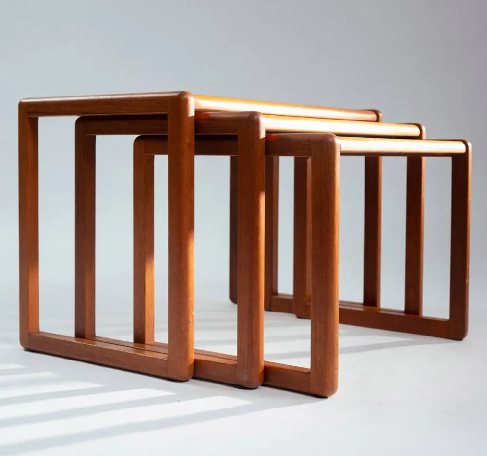ensemble de 3 tables gigognes en teck, design danois, années 1970
