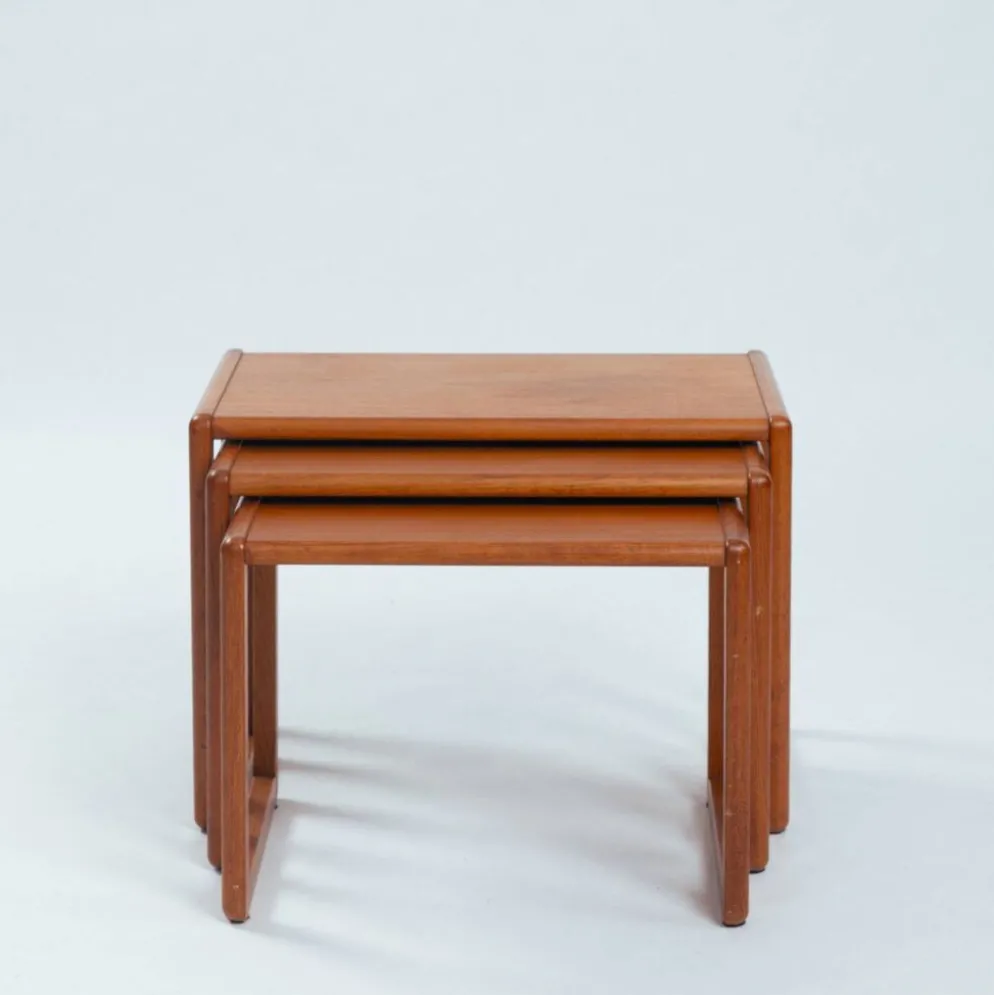 ensemble de 3 tables gigognes en teck, design danois, années 1970