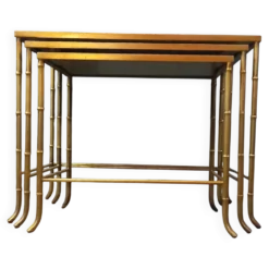 Ensemble de tables gigognes en faux bambou vintage Maison Baguès