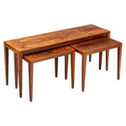 Ensemble de 3 tables gigognes en palissandre par Severin Hansen, Haslev, Danemark, 1960.