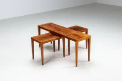 Ensemble de 3 tables gigognes en palissandre par Severin Hansen, Haslev, Danemark, 1960.