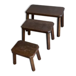Ensemble de 3 tables gigognes en chêne