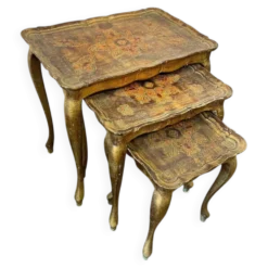 Ensemble de 3 tables gigognes florentines vintage