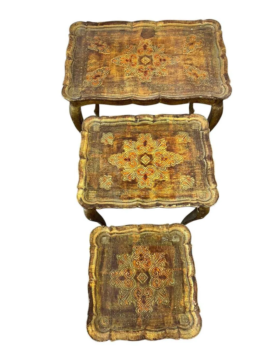 Ensemble de 3 tables gigognes florentines vintage