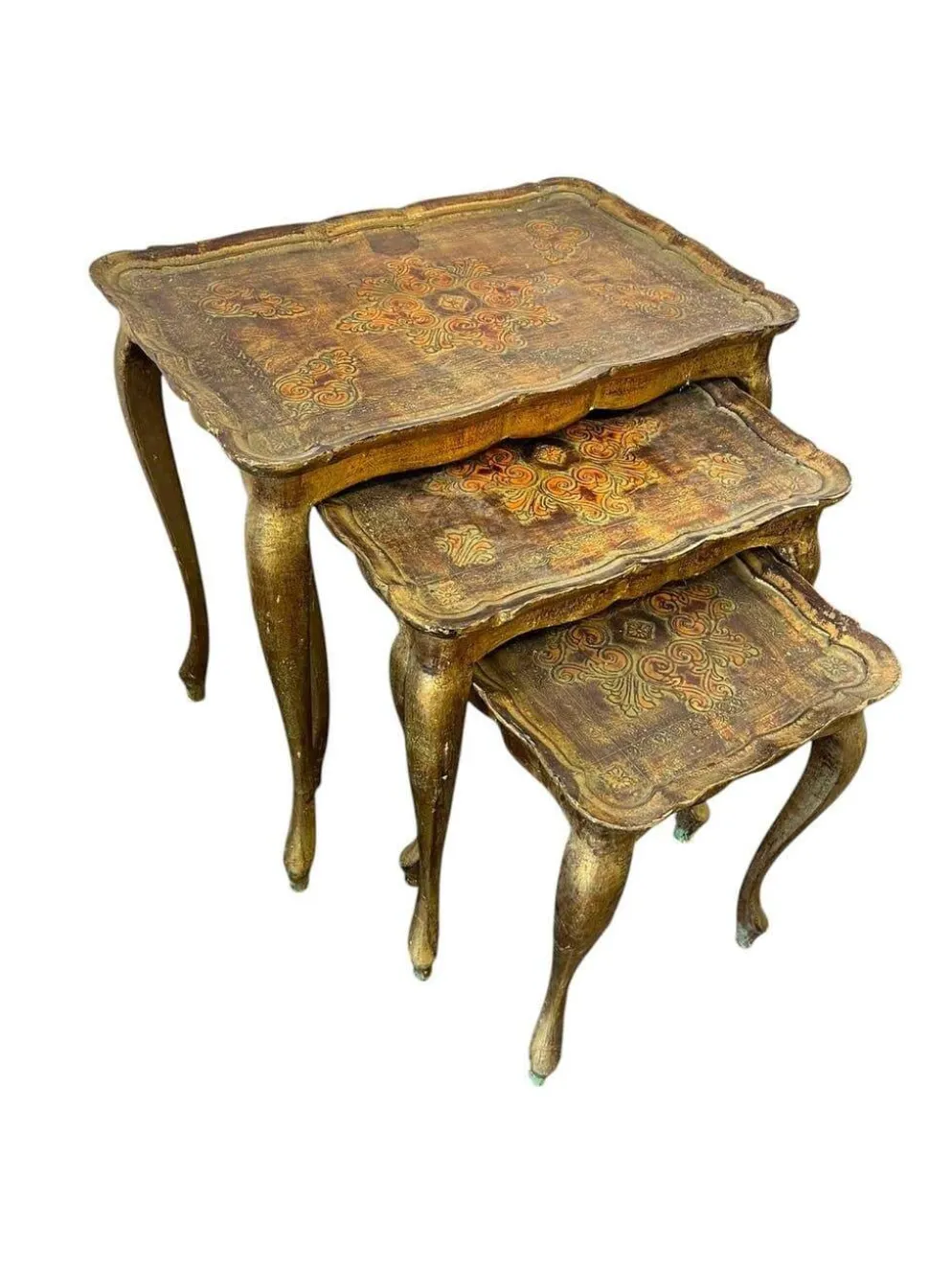 Ensemble de 3 tables gigognes florentines vintage
