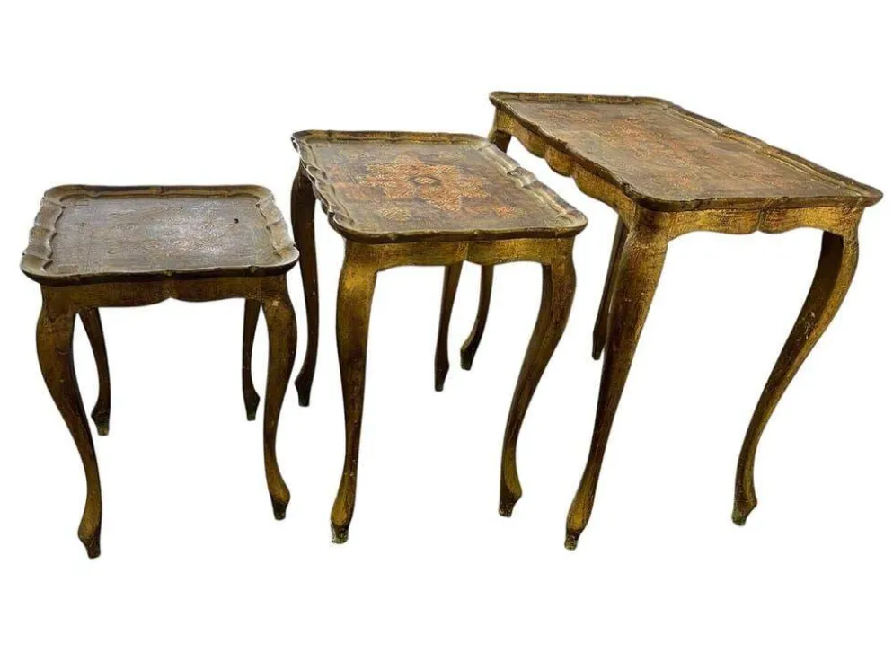 Ensemble de 3 tables gigognes florentines vintage