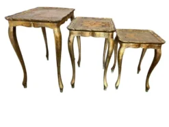 Ensemble de 3 tables gigognes florentines vintage
