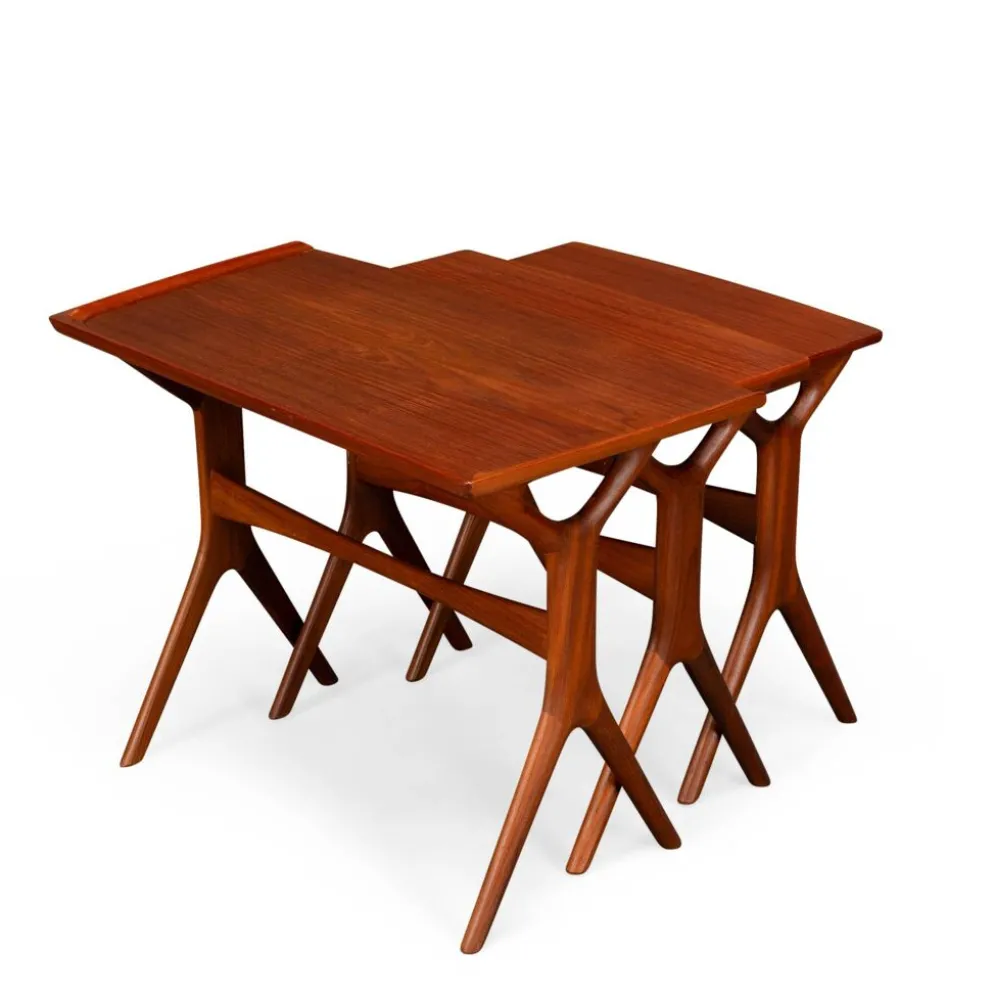 Ensemble de 3 tables gigognes par Johannes Andersen pour CFC Silkeborg, années 1960.