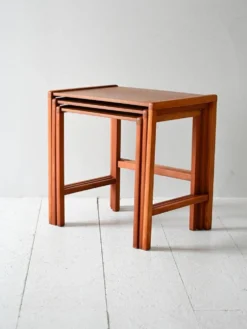 Ensemble de 3 tables gigognes scandinaves vintage en teck