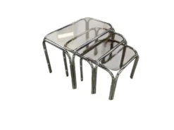 Ensemble de 3 tables gigognes / tables d'appoint chromées vintage