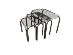 Ensemble de 3 tables gigognes / tables d'appoint chromées vintage