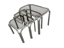 Ensemble de 3 tables gigognes / tables d'appoint chromées vintage