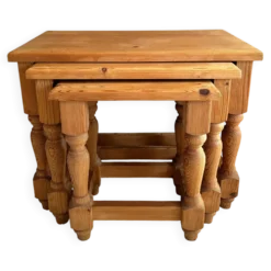 Ensemble de 3 tables gigognes – Table d'appoint, table basse, bois massif