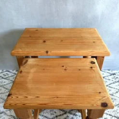 Ensemble de 3 tables gigognes – Table d'appoint, table basse, bois massif
