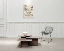 Ensemble de 3 tables gigognes vintage en granit rose, 1970