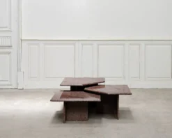Ensemble de 3 tables gigognes vintage en granit rose, 1970