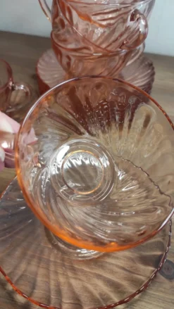 Ensemble de 6 tasses à café Rosaline avec soucoupes en verre translucide