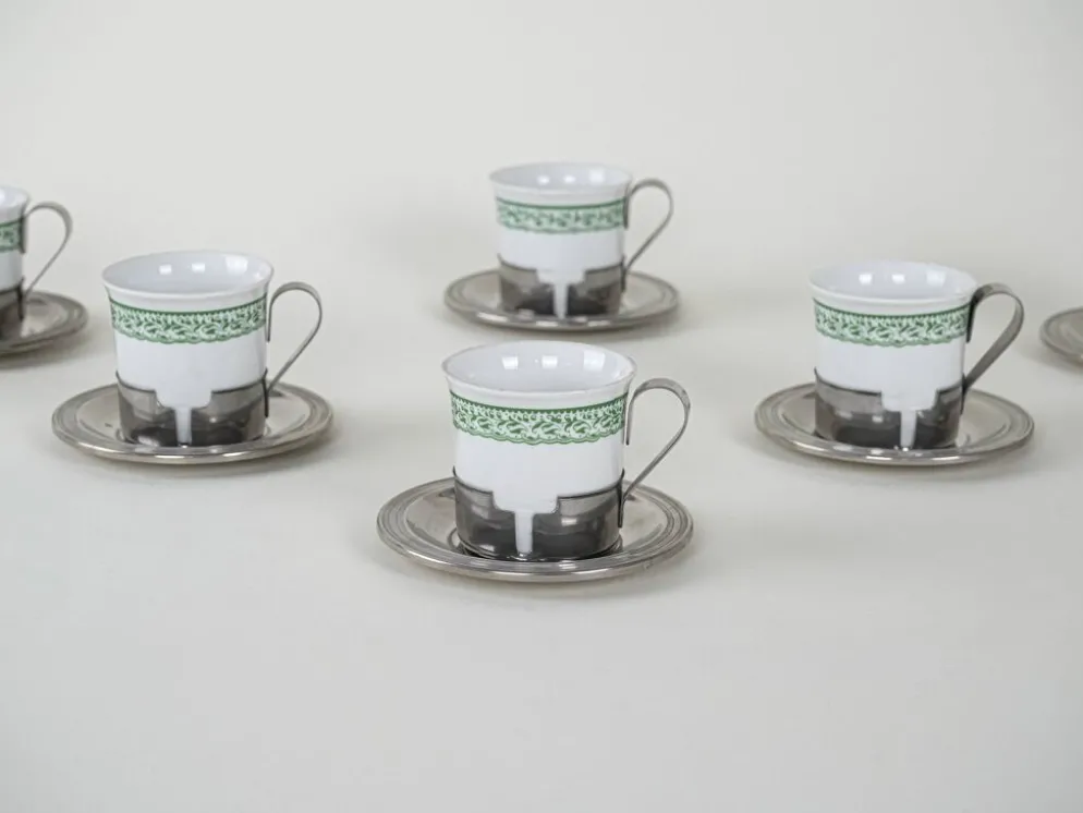 Ensemble de tasses à espresso, design italien, années 1980, fabriqué en Italie.